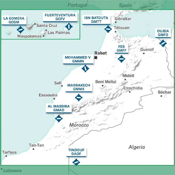 Cartes ouverte et Atlas Aero Carte VFR AIRMILLION Maroc et Îles Canaries Édition 2026