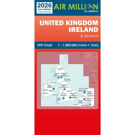 Carte VFR AIRMILLION United Kingdom et Irlande 2026 Echelle de 1 1000000