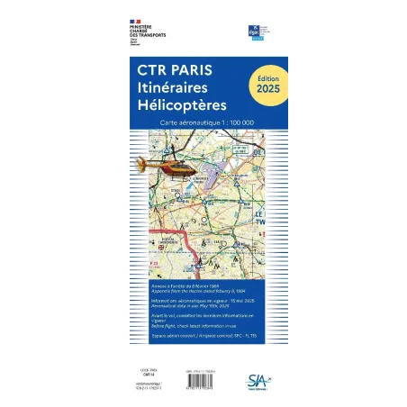Carte VFR SIA Itinéraires Hélicoptères (Paris CTR 2 et 3) au 1:100000 2026