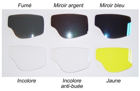 différents verres aviator goggle