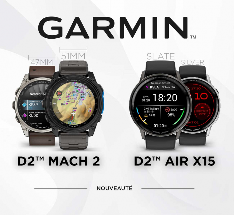 Garmin aviation D2™ Air X15 et D2™ Mach 2 : la nouvelle génération de montres d’aviation haut de gamme 
