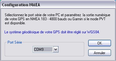 Sélectionnez le Port COM pour la configuration